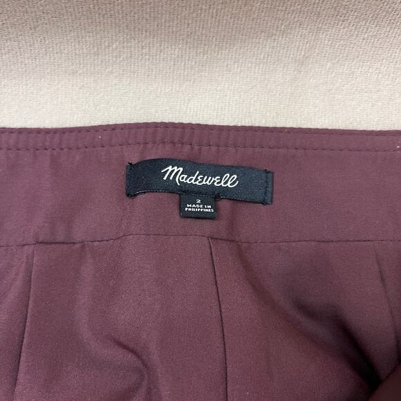 Madewell Fireside Wool Blend Mini Burgundy 2 Front Pockets Skirt Size 2 - Picture 8 of 10